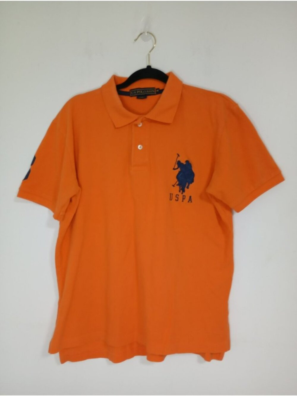 U.S. Polo Assn. Mens Orange Polo Shirt M Embroidered Logo Short Sleeve